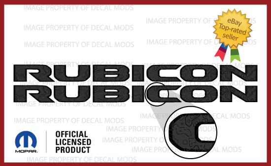 Jeep Wrangler JL Hood Decals Stickers | Rubicon Map Graphic | Red/Black | FJ3H0